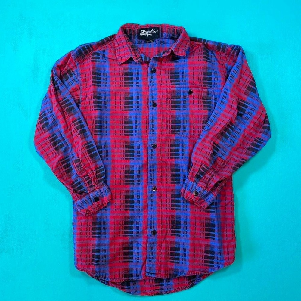 Vintage 90s women's plaid button up shirt 1990s cotton button up women's shirt